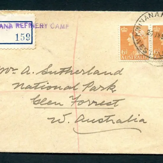 1954 (20th July) Registered cover from the Kwinana ...