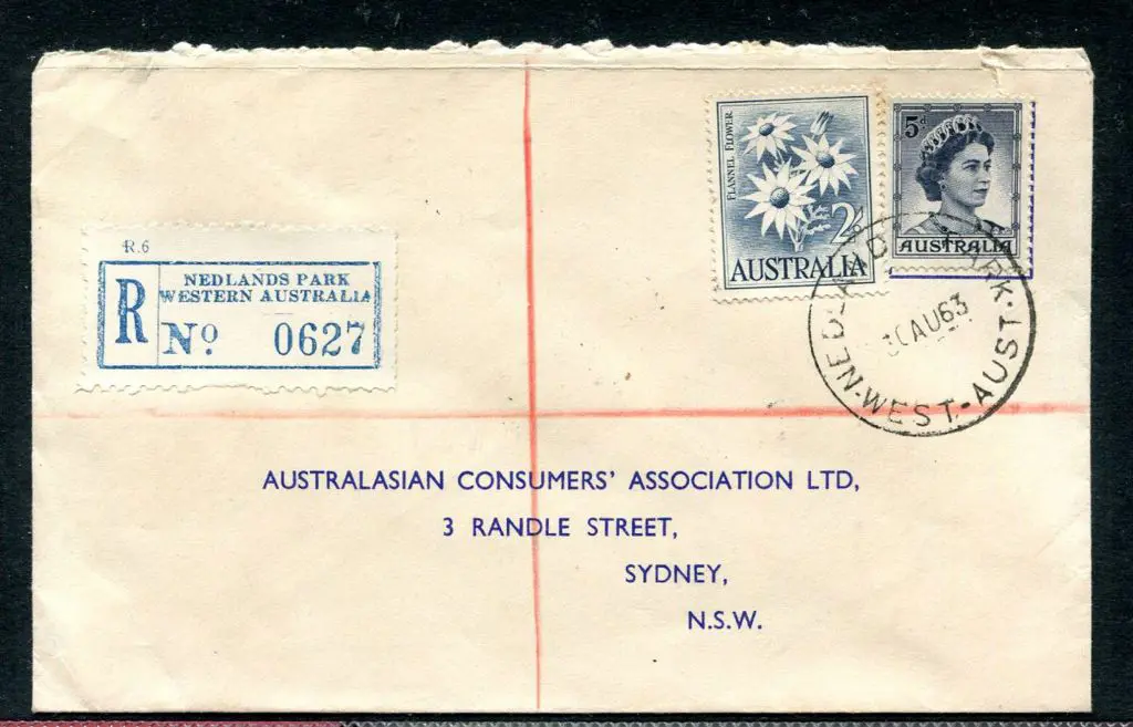 1963 (30th Aug) Registered cover from Nedlands ... Image 1++