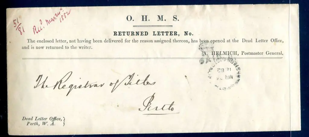 1882 (24th Mar) OHMS " RETURNED LETTER" envelope ... Image 1++