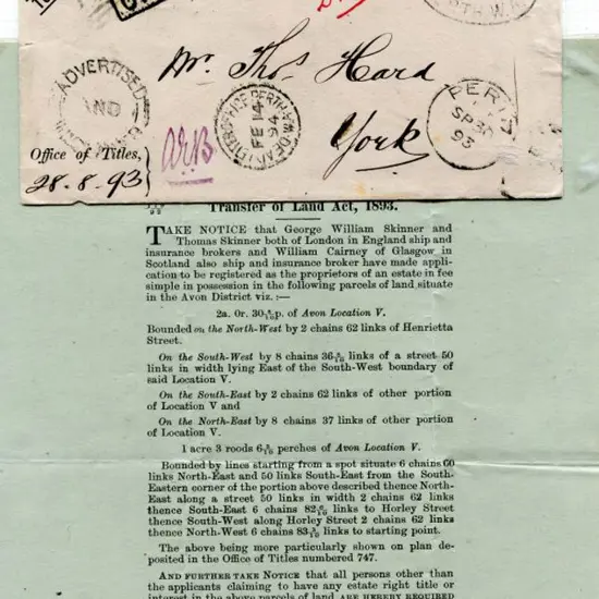 1893 (28th Aug) "To Be Registered" OHMS small ...