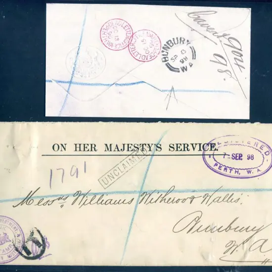 1898 (7th Sept) OHMS registered, unclaimed & ...