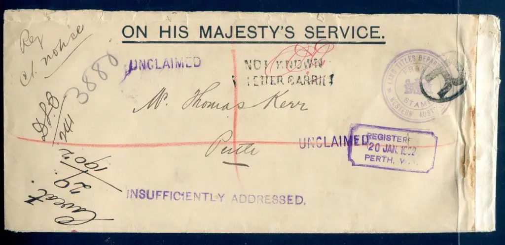 1902 (5th Jan) registered, unclaimed & returned ... Image 1++