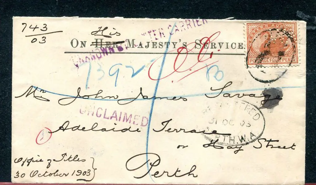 1903 (30th Oct) small registered, unclaimed & ... Image 1++