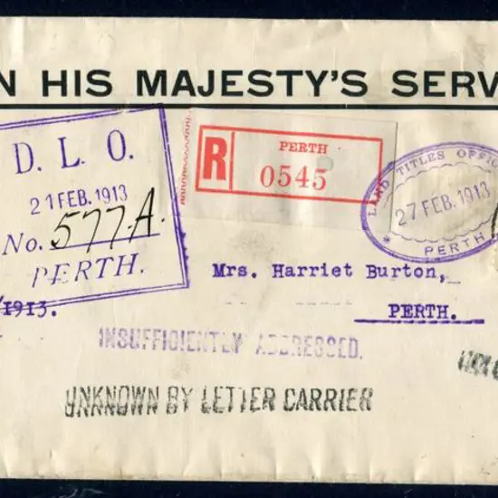1913 (14th Jan) Long OHMS env with red Perth ...
