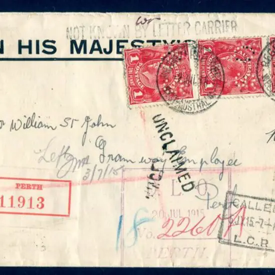 1915 (2nd Jul) Land Titles Office long OHMS env ...