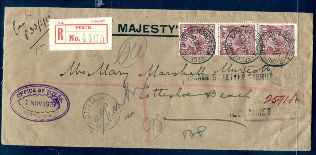 1919 (7th Nov) Long OHMS Office of Titles env ... Image 1++