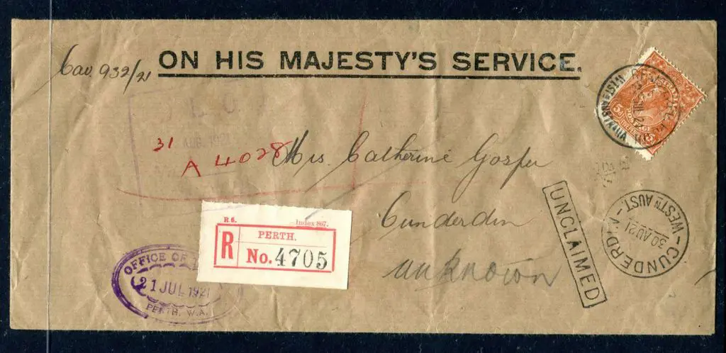 1921 (21st Jul) "ON HIS MAJESTY'S SERVICE" long ... Image 1++