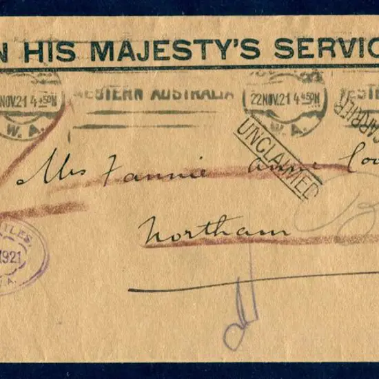 1921 (22nd Nov) OHMS Office of Titles env to ...