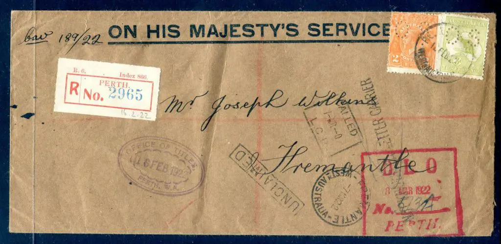 1922 (12th Feb) "ON HIS MAJESTY'S SERVICE" long ... Image 1++