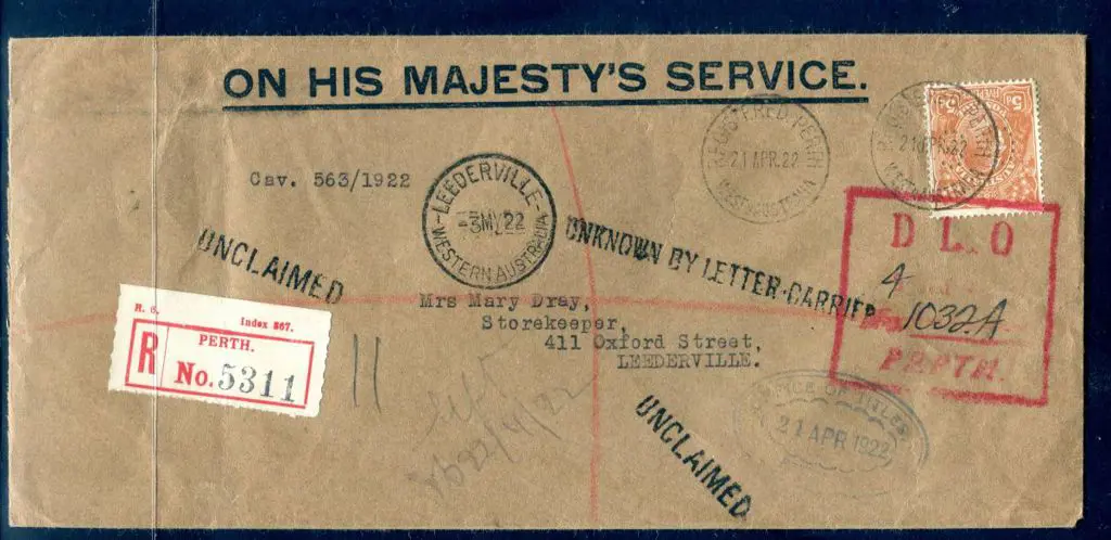 1922 (3rd May) OHMS long env with typed ... Image 1++