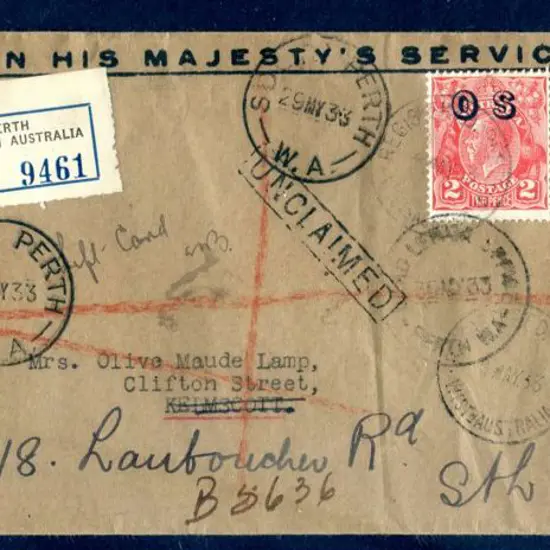 1933 (9th May) "ON HIS MAJESTY'S SERVICE" Land ...