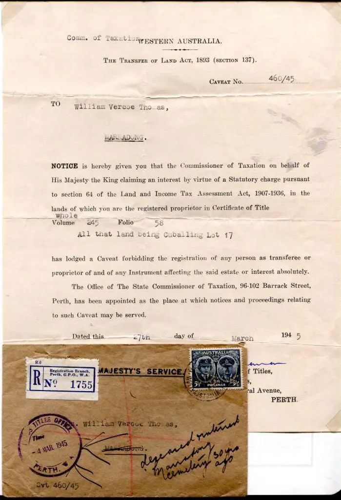 1945 (4th Mar) OHMS Land Titles Office cover Perth ... Image 1++