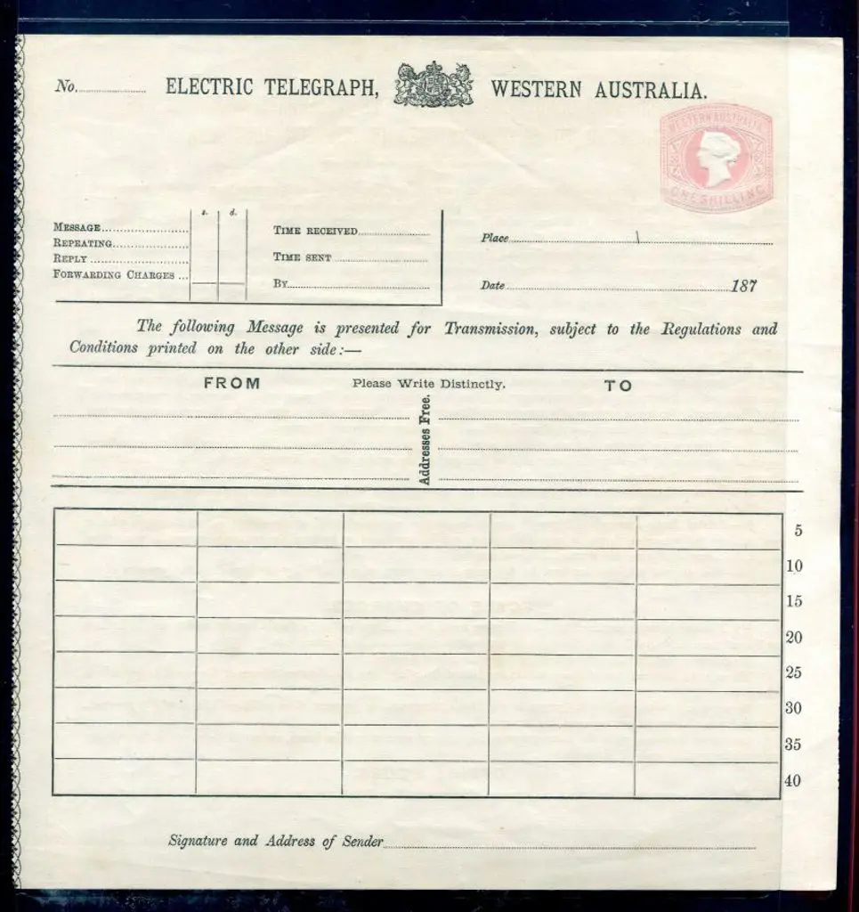 1879 1/- Telegraph form TF2. Fine unused. Ex Brian ... Image 1++