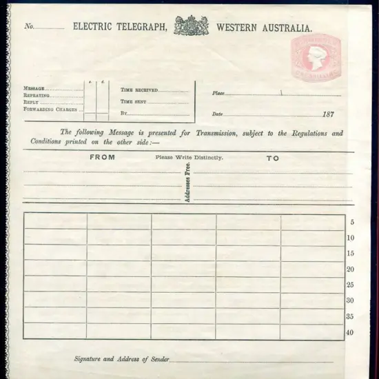 1879 1/- Telegraph form TF2. Fine unused. Ex Brian ...