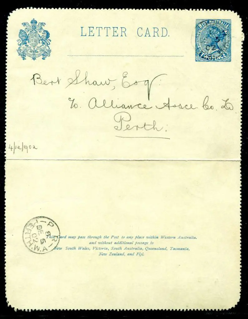 1902 2d blue Letter Card on grey card. F/U ... Image 1++
