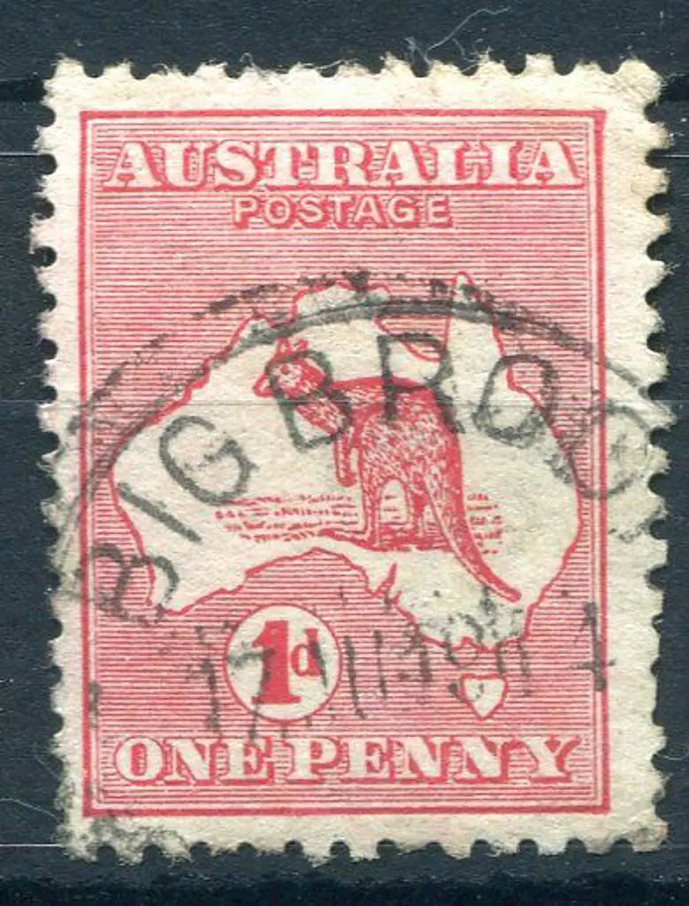 Big Brook A27 on 1d red kangaroo for JU 17 14. PMI ... Image 1++