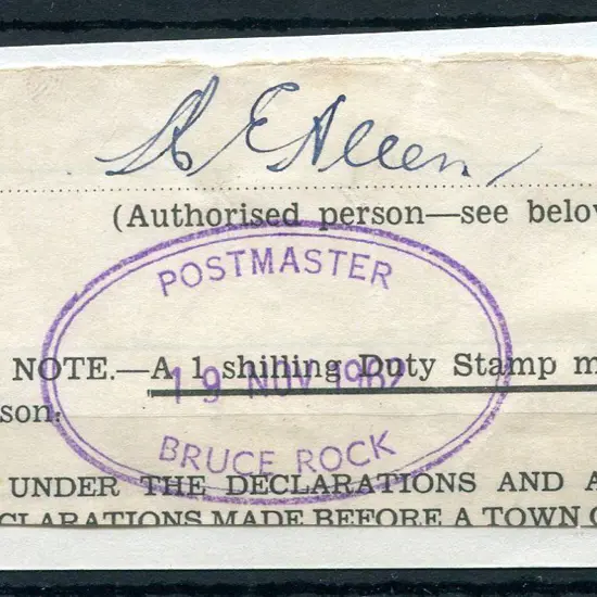 Bruce Rock Postmaster ORS1. Clear impression on ...