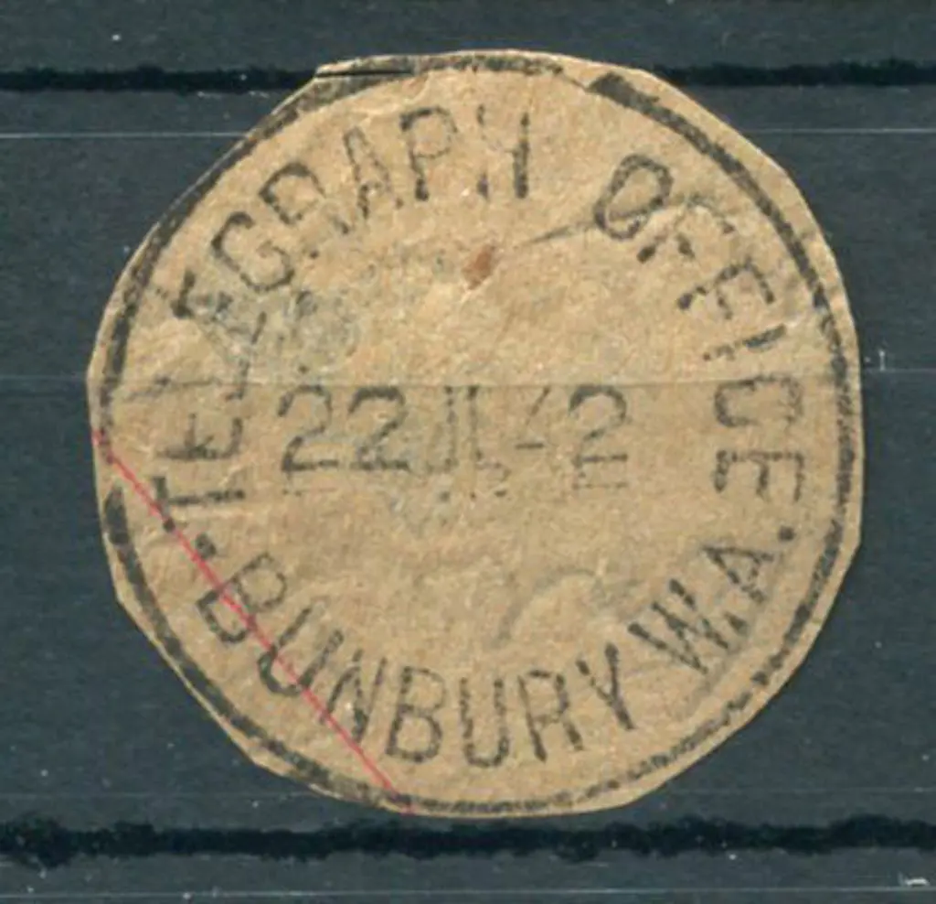 Bunbury Telegraph Office T.O. PMI notes "an odd ... Image 1++