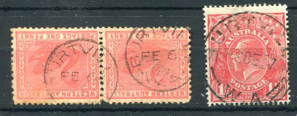 Burtville 3b on 1d red swans pair dated FE 6 09 & ... Image 1++