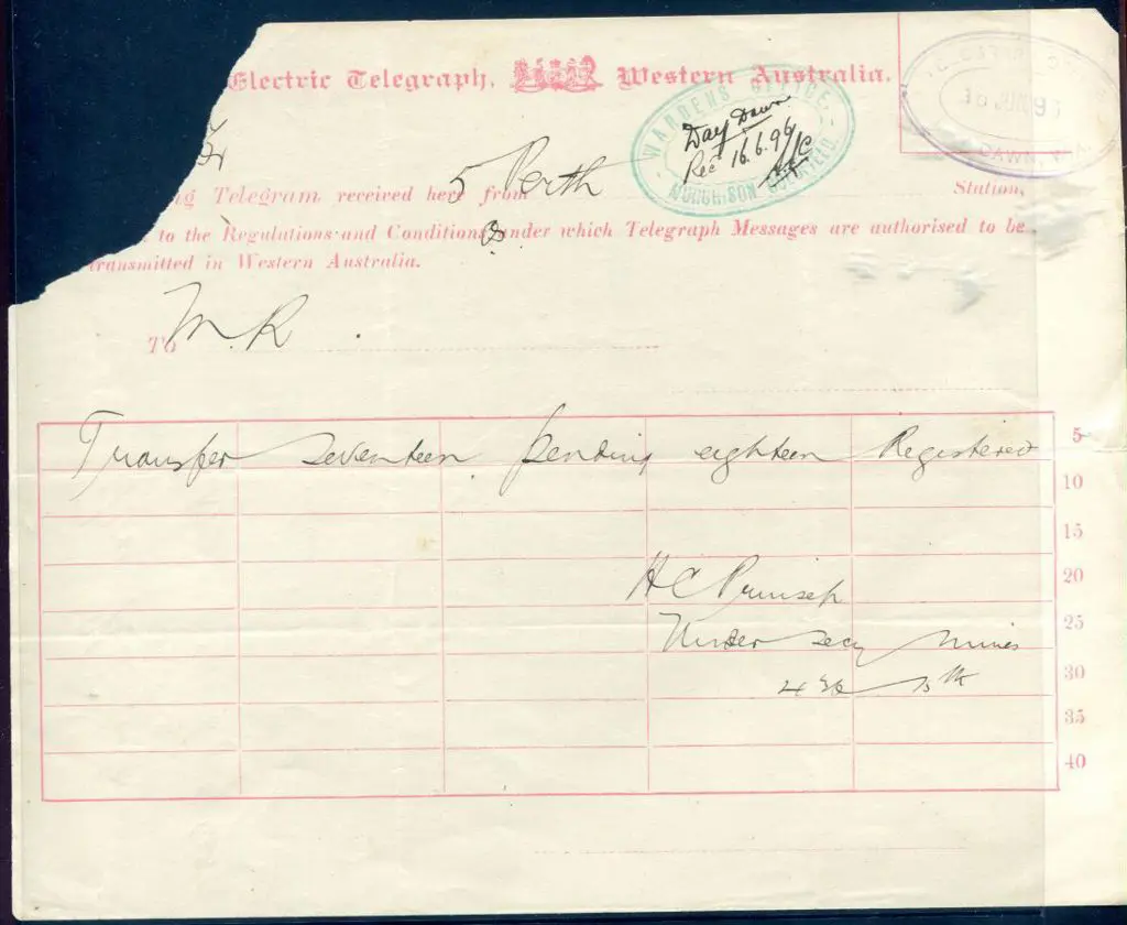 Day Dawn Telegraph Office ORS2 dated 16 JUN 96 on ... Image 1++