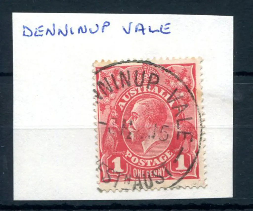 Denninup Vale B30 75% strike on 1d red KGV 3 MY ... Image 1++