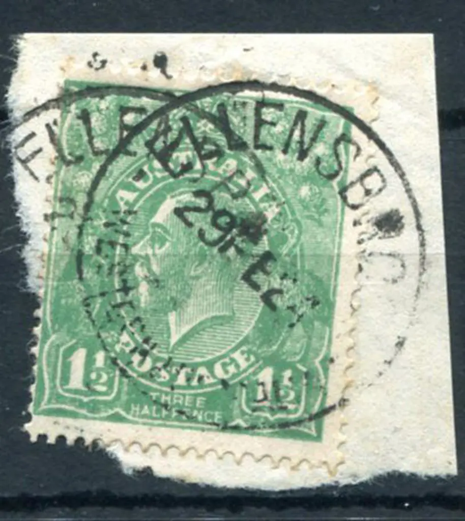 Ellensbrook A26 2 strikes on 1½d green KGV on ... Image 1++
