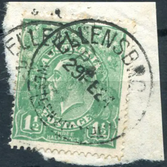 Ellensbrook A26 2 strikes on 1½d green KGV on ...