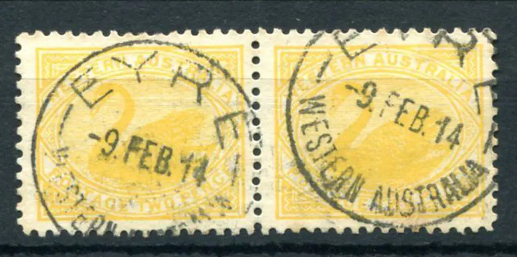 Eyre A25 Fine crisp strikes on 2d yellow swans ... Image 1++