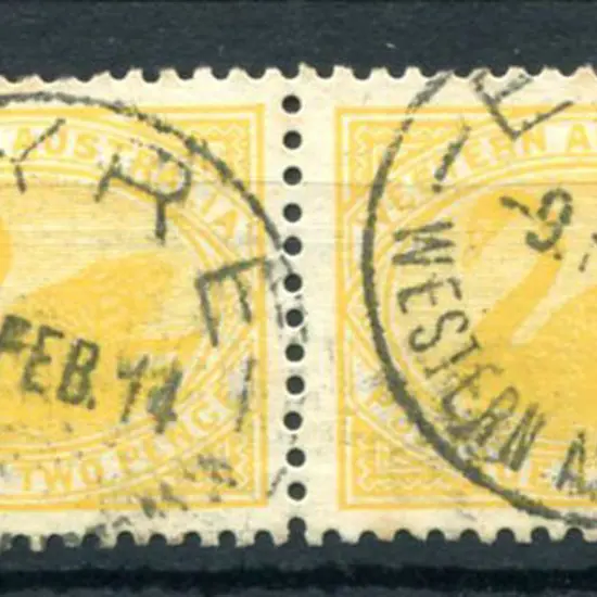 Eyre A25 Fine crisp strikes on 2d yellow swans ...