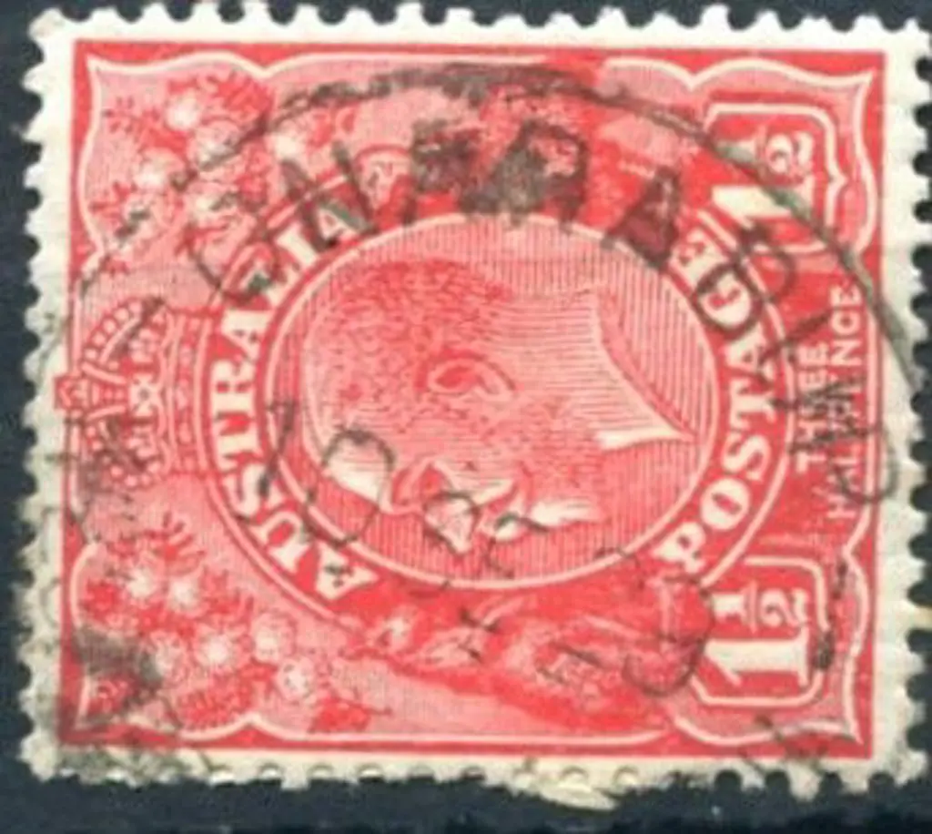 Gnarabup A30 on 1½d red KGV for 10 SE 29. PMI date ... Image 1++