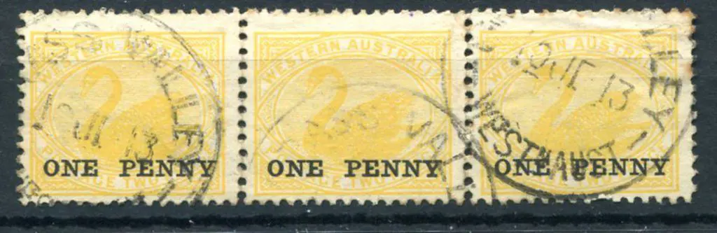 Grass Valley B28-a 1d surcharge on 2d yellow swans ... Image 1++