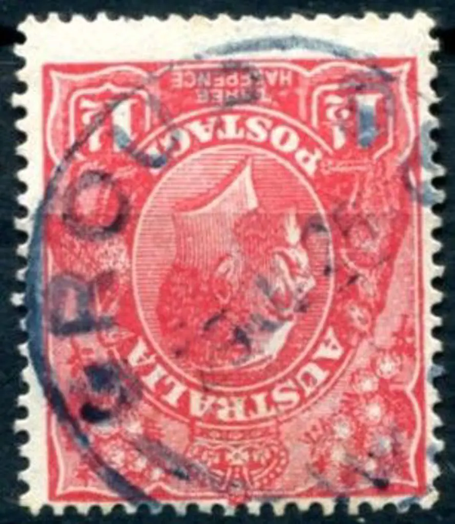 Group 88 70% strike in blue ink on 1½d red KGV for ... Image 1++