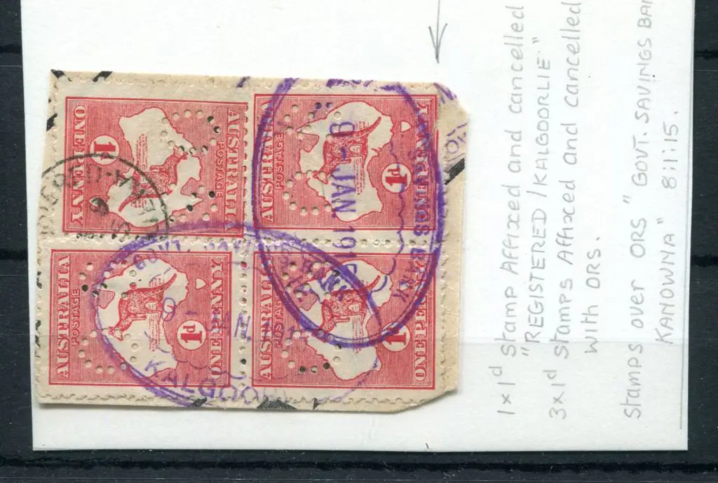 Kalgoorlie Govt Savings Bank Oval rubber stamp ORS ... Image 1++