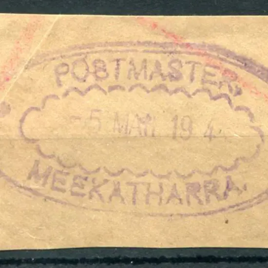 Meekatharra Postmaster ORS 3 on piece dated 5 MAR ...