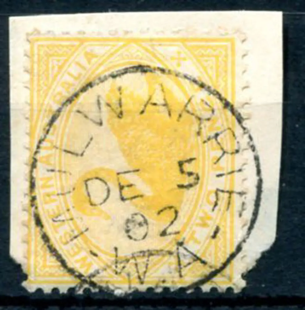 Mulwarrie 3b Fine full strike on 2d yellow swan on ... Image 1++