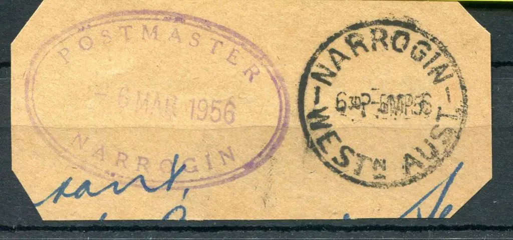 Narrogin Postmaster ORS 1 Dated 6 MAR 1956 on ... Image 1++