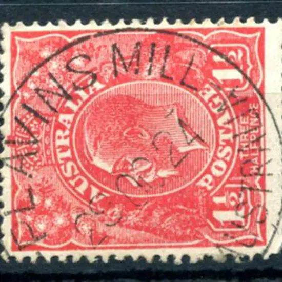 Plavins Mill A29 85% crisp strike on 1½d red KGV ...