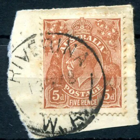 Riverina C29 on 5d chestnut KGV on piece for 13 ...