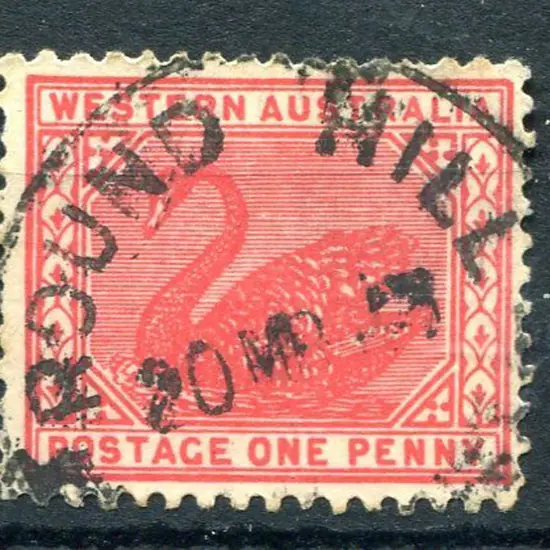 Round Hill B29 on 1d red swan dated 20 MR 13. PMI ...
