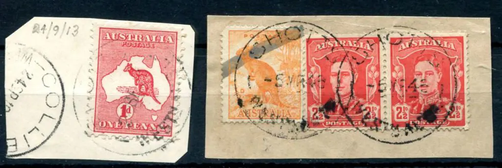 Shotts B29-a on 1d red kangaroo on piece for 24 SP ... Image 1++