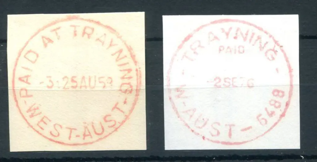 Trayning Pd E31 "PAID AT" in red ink on piece for ... Image 1++