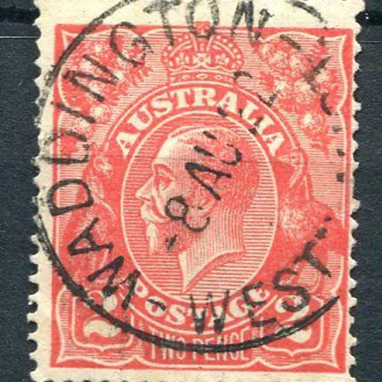 Waddington B27 on 1½d red KGV for 8 AU 22. An ...