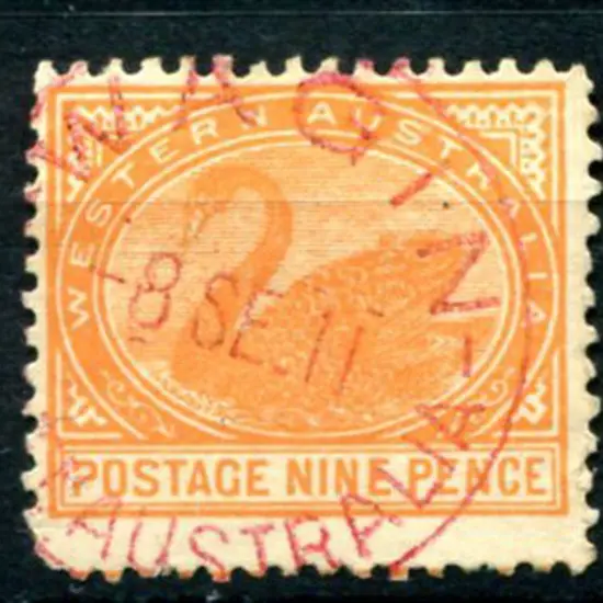 Wagin D27 on 9d orange swan, wmk Cr/A, perf. 12½ ...