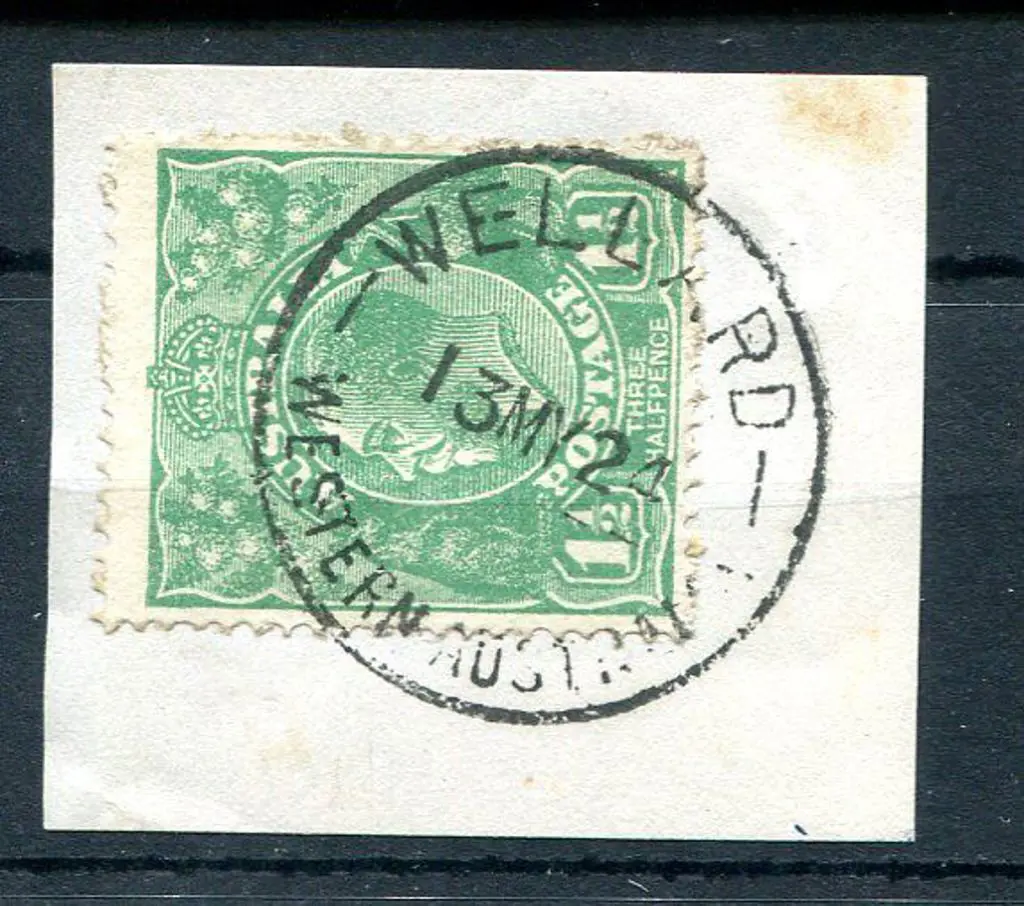 Wellard A27 Complete strike on 1½d green KGV on ... Image 1++