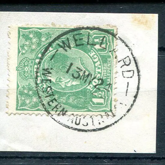 Wellard A27 Complete strike on 1½d green KGV on ...