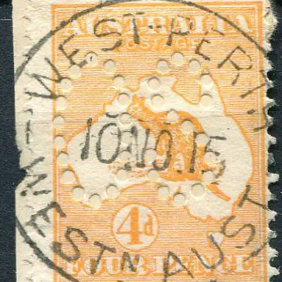 West Perth (a) B28 on 4d orange kangaroo perfined ...