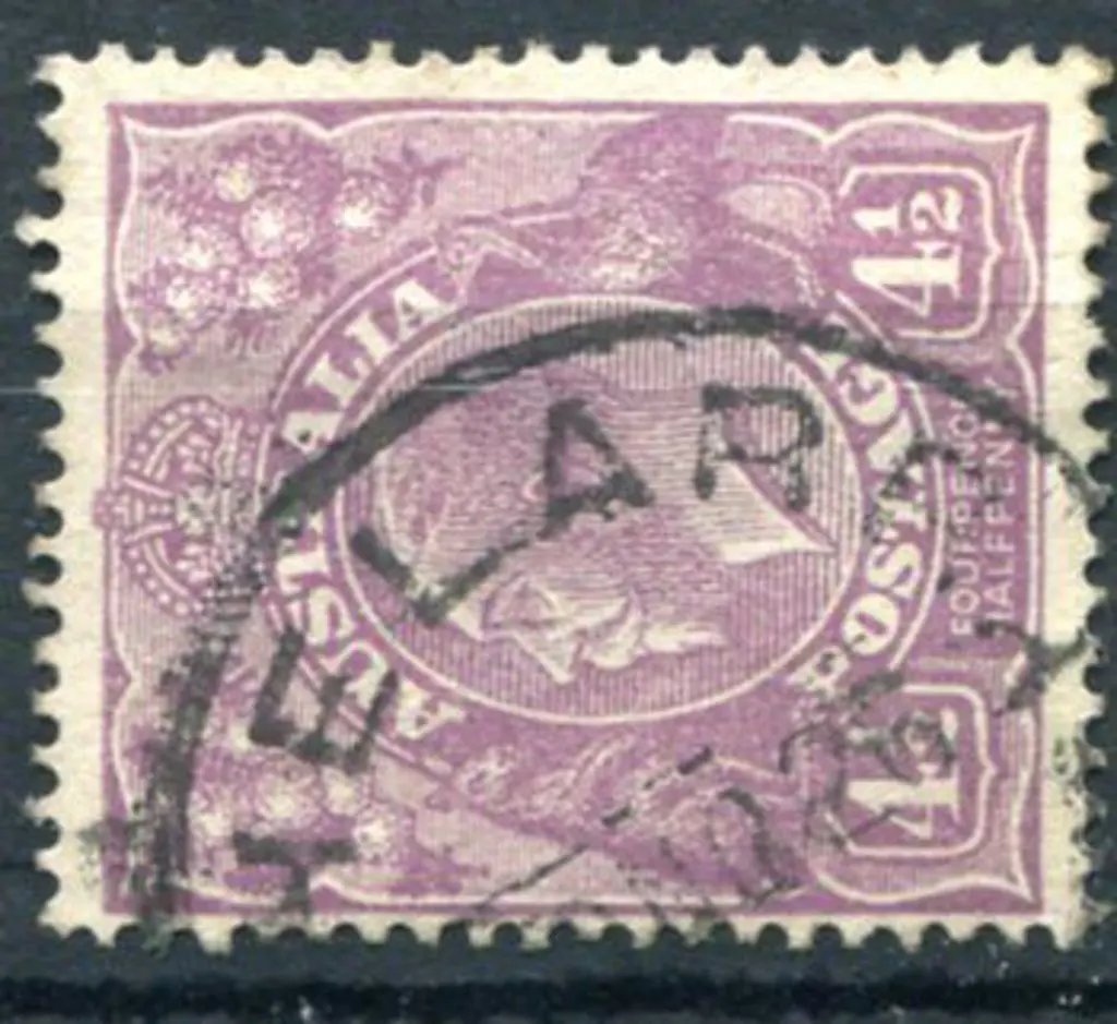 Whelarra C25 Part strike on 4½d violet KGV for ? ... Image 1++