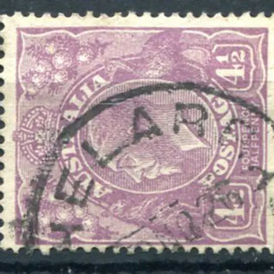 Whelarra C25 Part strike on 4½d violet KGV for ? ...