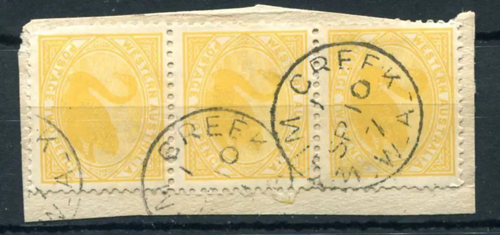 Whim Creek 3b index 1 on 3 x 2d yellow swans dated ... Image 1++