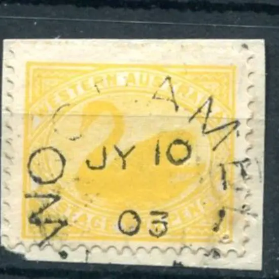 Wooramel 2c on 2d yellow swan dated JY 10 01 on ...